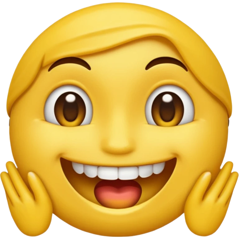 Emoji amoureux tête jaune avec un sourire et le doigt sur les dents  emoji