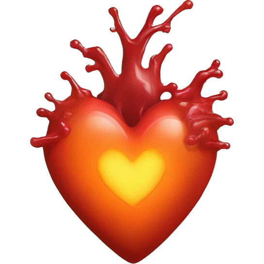bleeding red heart shape glowing red-orange emoji