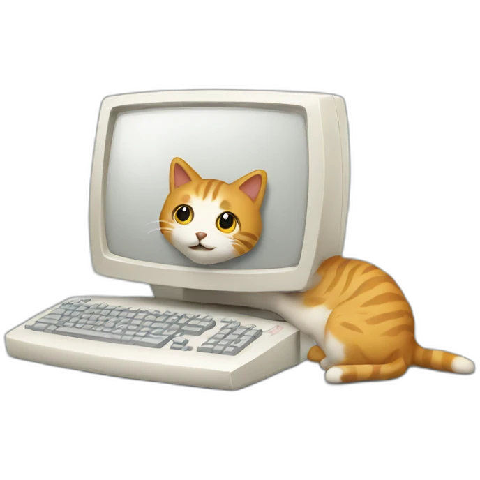Computer with cat emoji