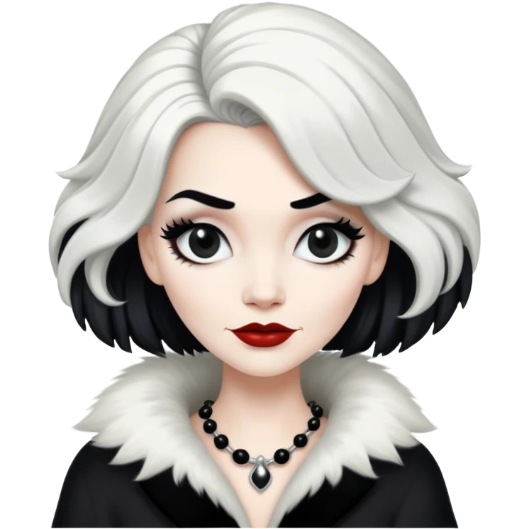 Cruella de Vil with black and white hair emoji