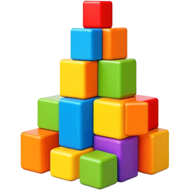 Colorful toy building blocks stacked emoji