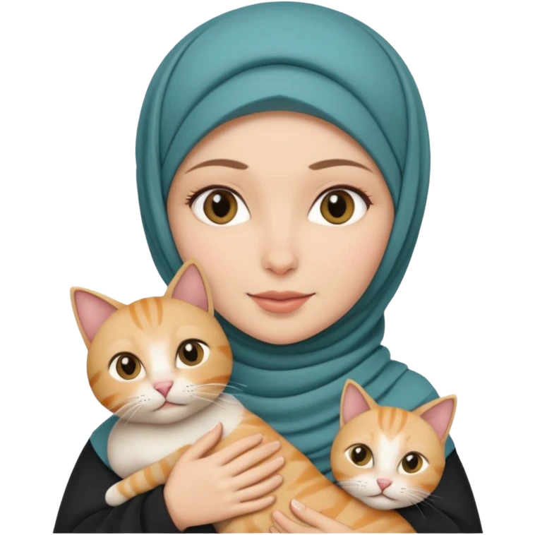 white pretty woman with hijab holding a cat emoji