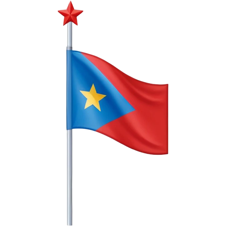 Bandeira vermelha, com um retângulo branco na diagonal cortando toda a bandeira, e uma estrela azul no centro emoji