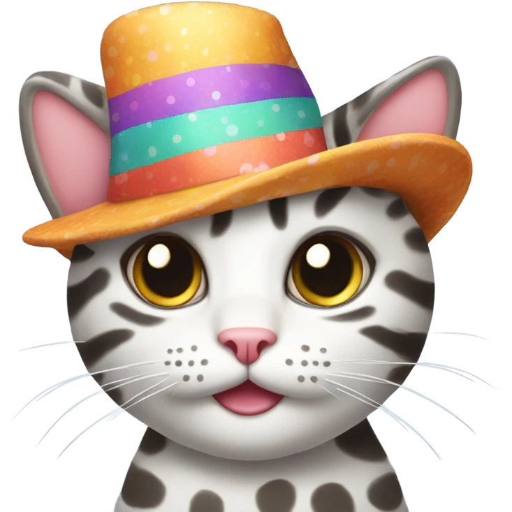 Cat wearing a silly hat emoji