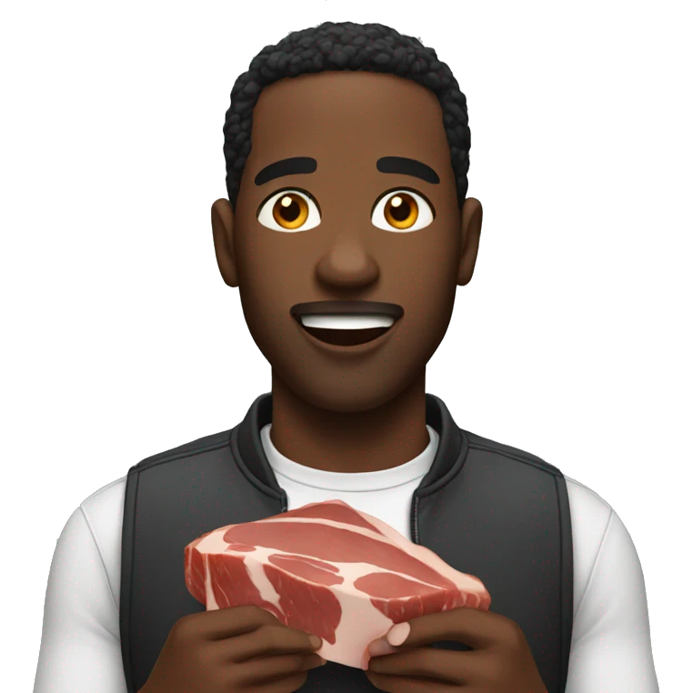 black men eating meat emoji