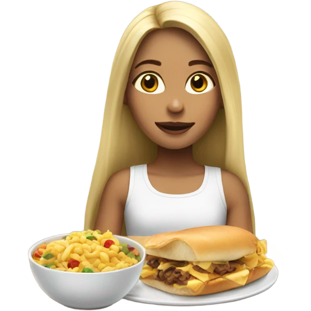 Colombian Blonde long hair girl eating emoji