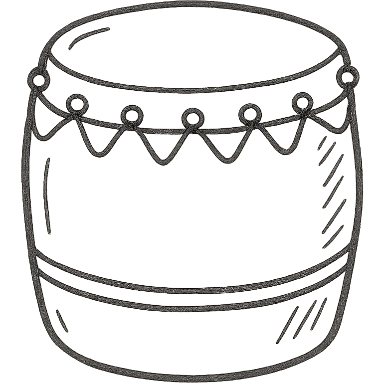 hand-drawn outlined sino Chinese drum icon emoji