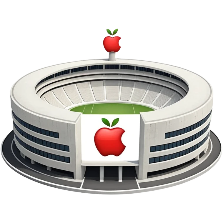 white stadium building, apple emoji style emoji