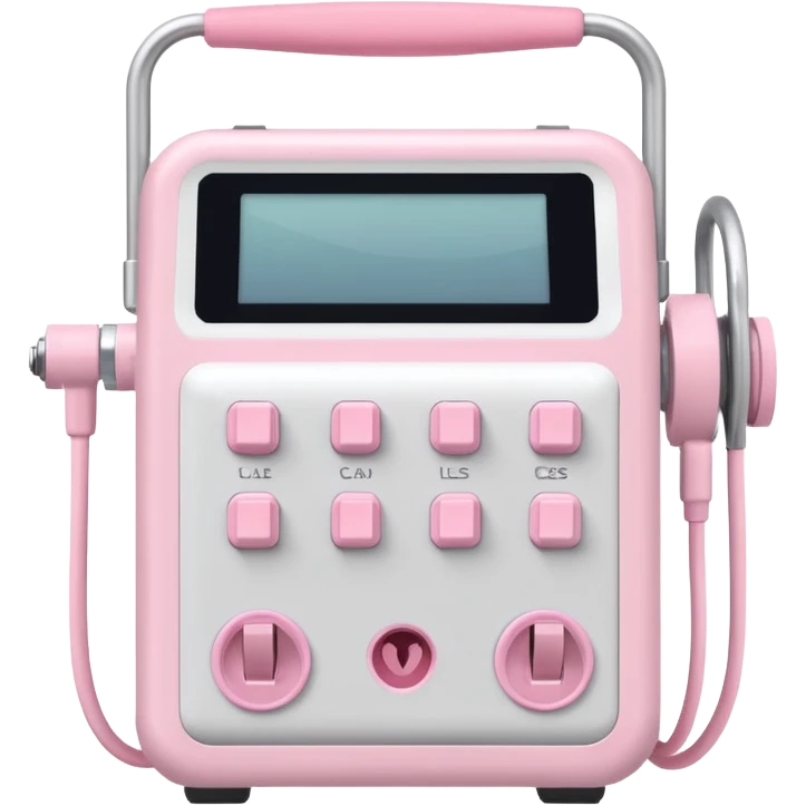 White cable machine with pastel pink handles, soft backdrop emoji