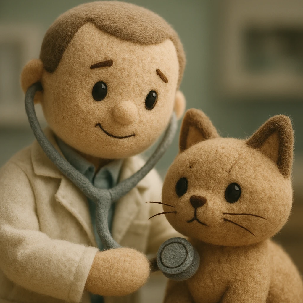 veterinarian examining a cat emoji