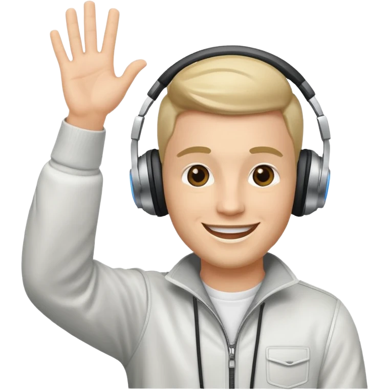 White DJ with one hand up ￼ emoji