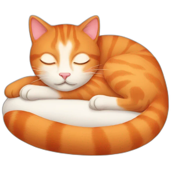 Red cat sleeping on the back emoji