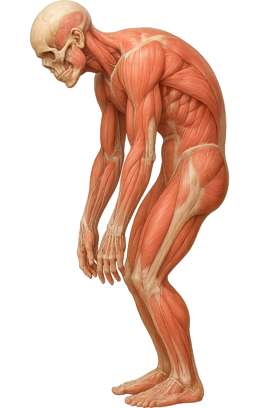 corpo umano anatomico realistico curvo con la schiena e le spalle in avanti, postura delle spalle chiuse, isolato su sfondo bianco emoji