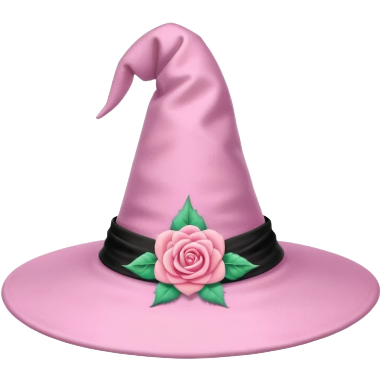 Pink Pastel Witch Hat With Rose emoji