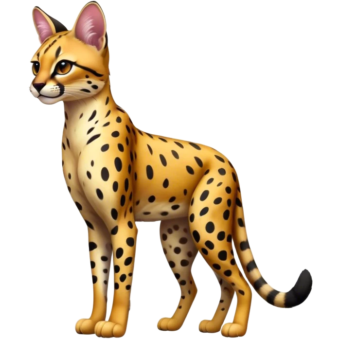 vibrant dark colorful Serval-Ocelot-Cheetah-hybrid, full body emoji