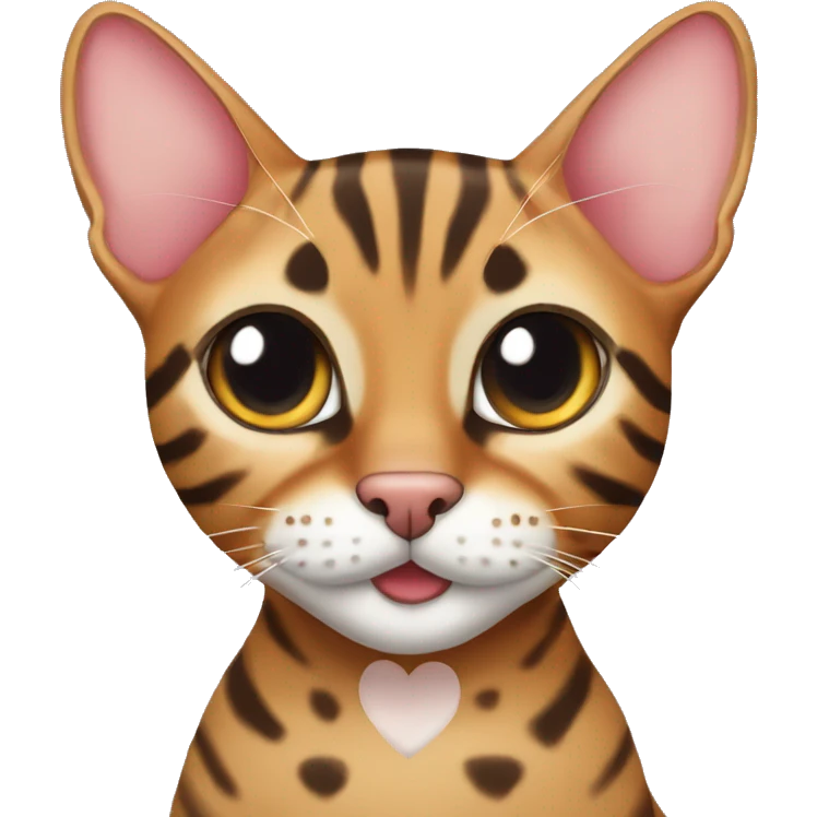 bengal cat with heart shaped eyes emoji