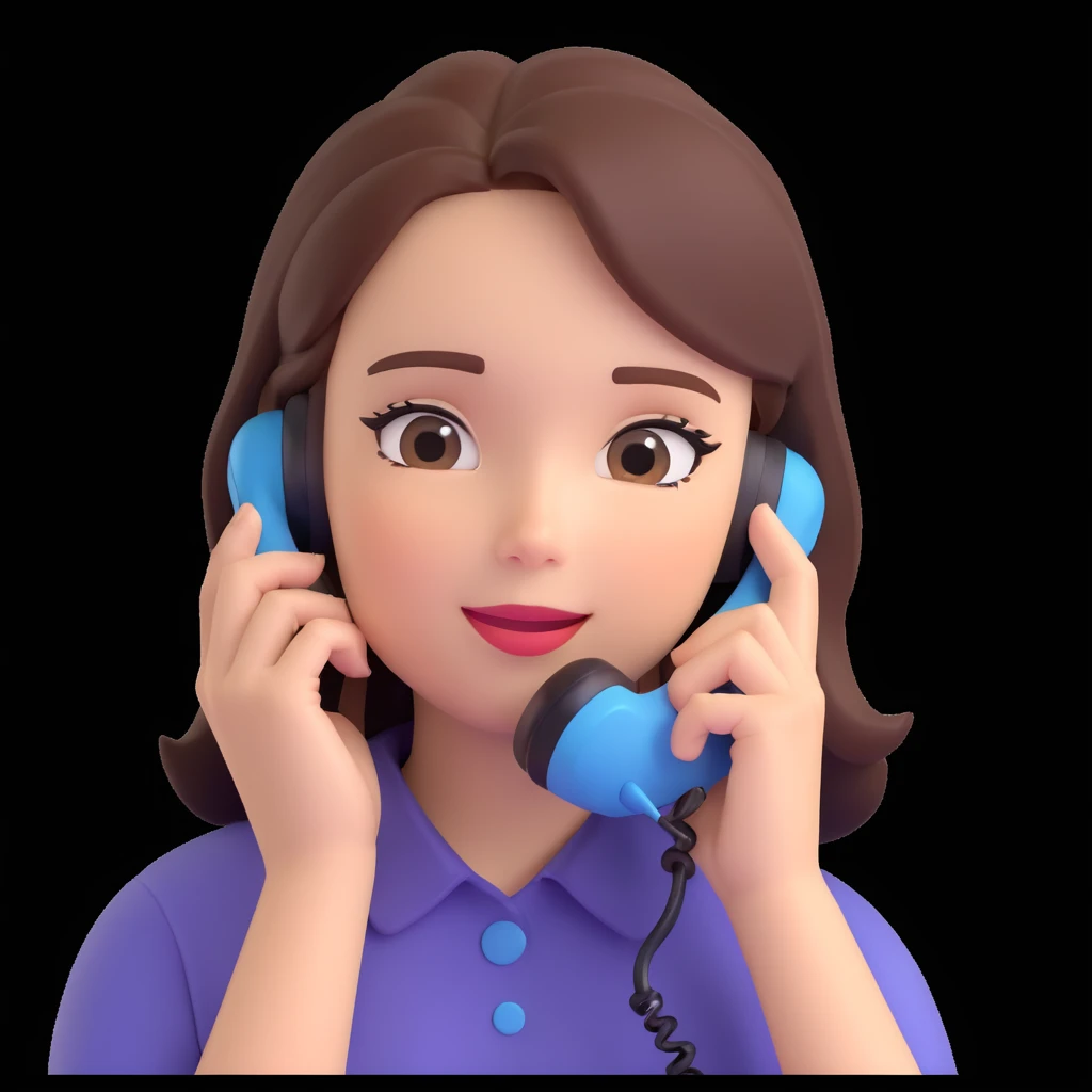 girl talking on phone, close up pose emoji