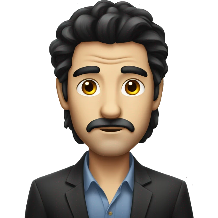 Long black hair serious and impatient rich guy emoji