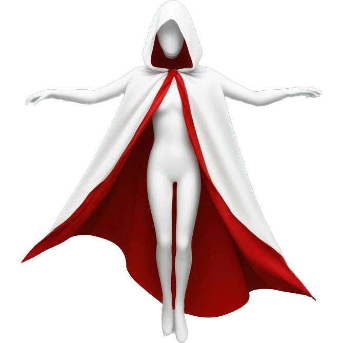 faceless white mannequin flying red cape without hood emoji