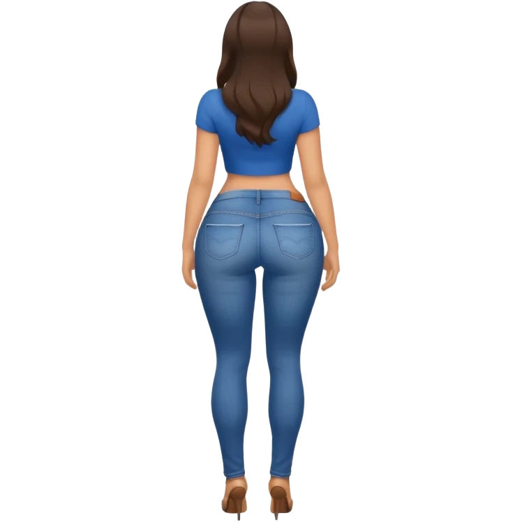 topless brunette woman sexy little ass wearing tight blue jeans from behind emoji