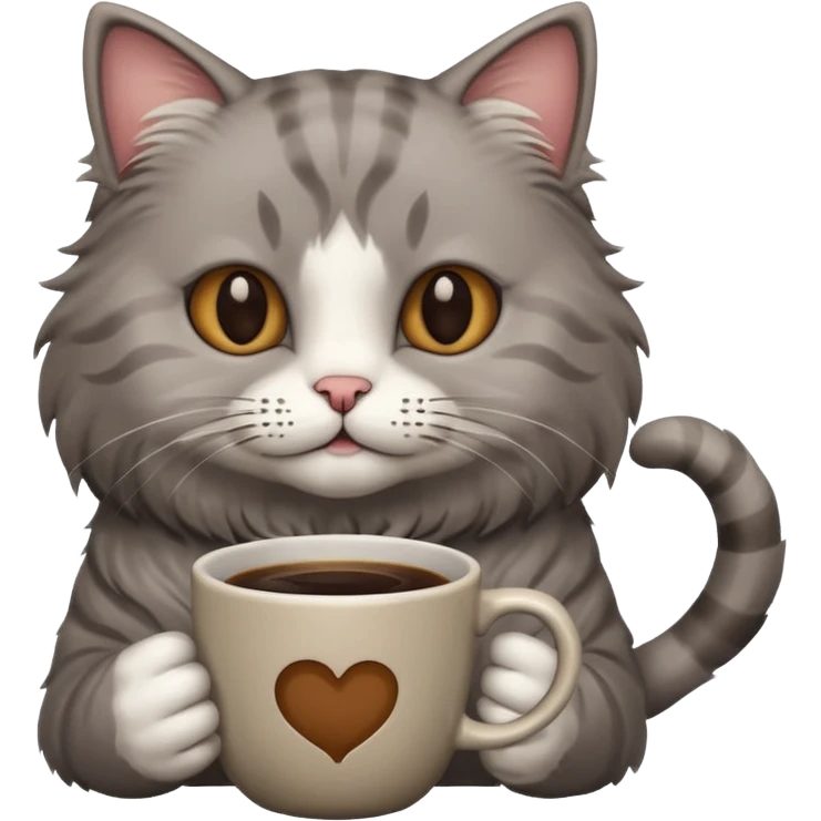 Cat with a cup of coffee emoji