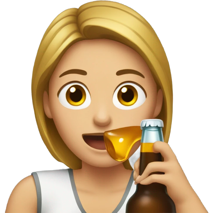 Woman pouring beer into mouth emoji