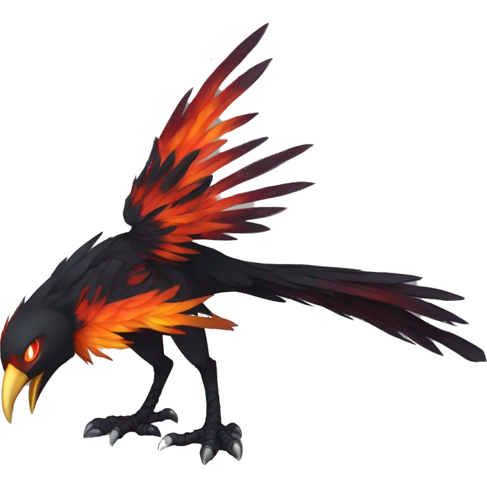 Edgy Fantasy legendary dark bird shadow-type-Phoenix Fakemon full body emoji
