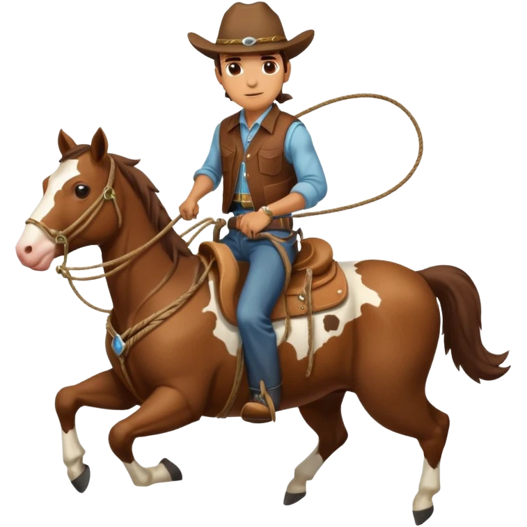 Rancher Riding A Horse And Roping Cattle emoji