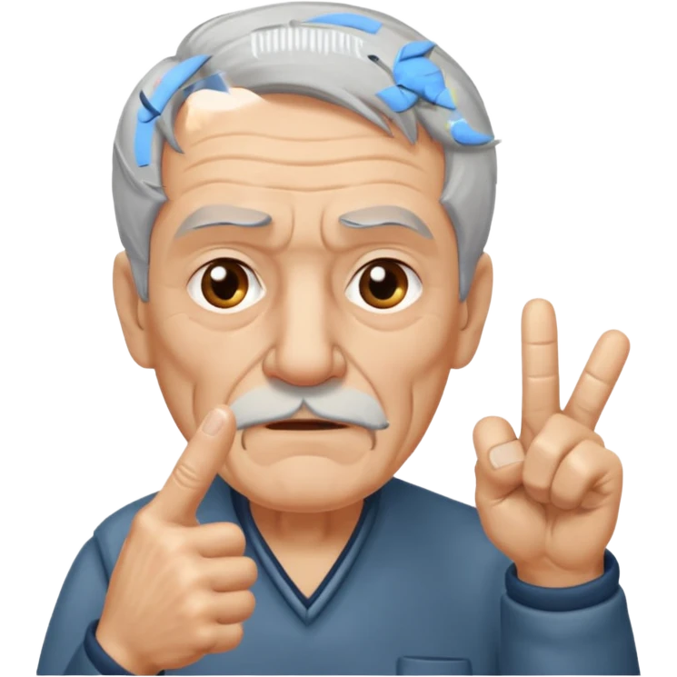 an old man giving the middle finger emoji