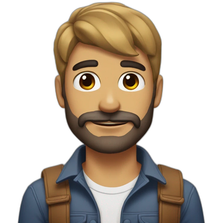 Chico con barba y perro lobo emoji