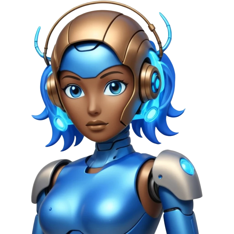 A female robot with a sexy body and power surging out of her brain emoji