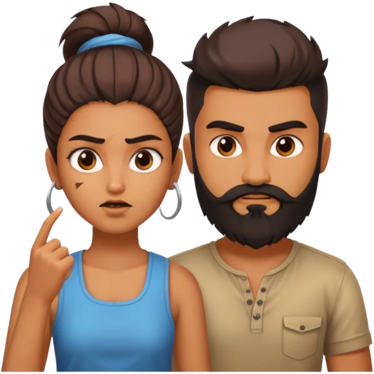 brother and sister fighting modern culture naughty  - indian skin and hairstyle - men beard  emoji