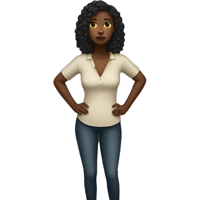 Black women Hand on hips and no emotion on the face emoji