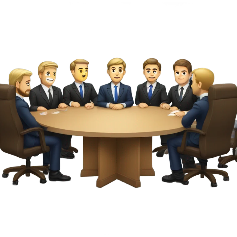 6 Caucasian men in suits sitting at a round table emoji
