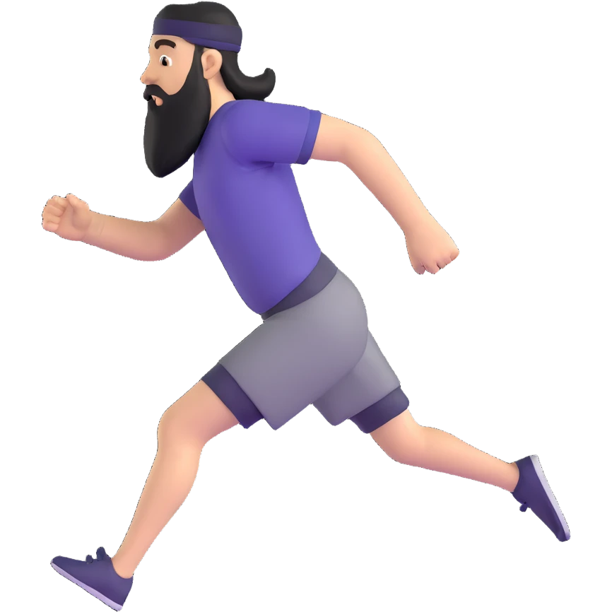 Running man with long beard emoji