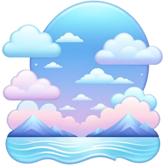 Cute Kawaii Pastels Iridescent Blue Pale Aesthetic Scenery Deco emoji