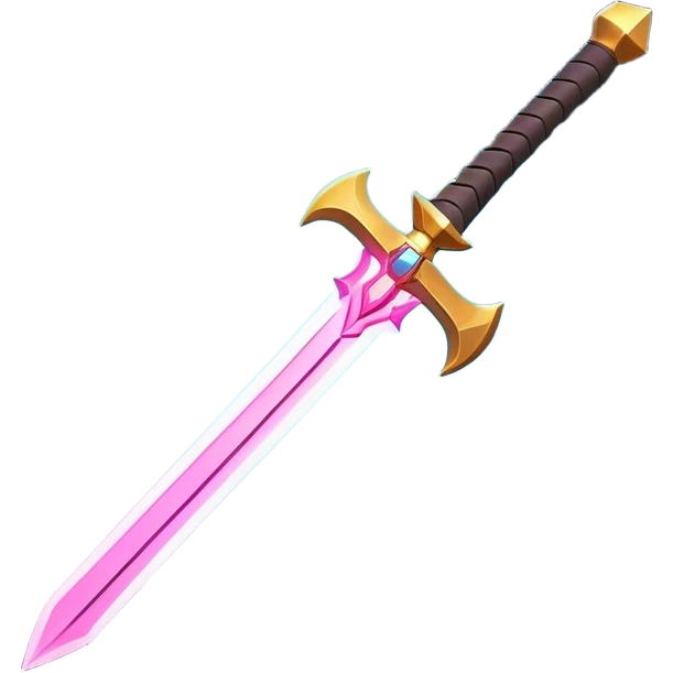 Clash of Clans aesthetic: Cinematic Playful Laser Sword Emoji, rendered in a 3D vector-style similar to standard emojis with minimal shading and bold, simplified shapes. A compact, vibrant energy blade with a neon-hued, glowing edge and futuristic hilt, softly glowing with a radiant cosmic charm. Simplified yet unmistakably iconic, highly detailed and consistent, glowing with a soft pulsating brilliance and high shine. Stylized with a touch of interstellar elegance and a soft glowing outline, capturing the essence of a legendary energy blade with a friendly, playful manner! emoji