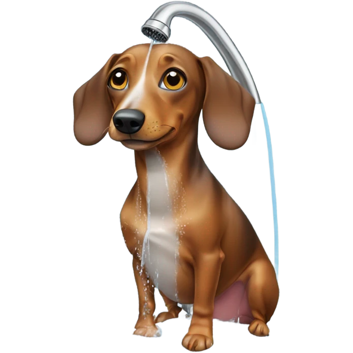 Weiner dog taking shower  emoji