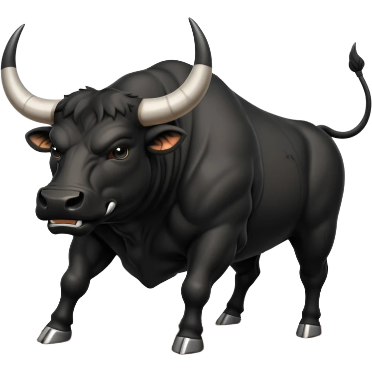 angry black bull pawing the ground, preparing to charge emoji