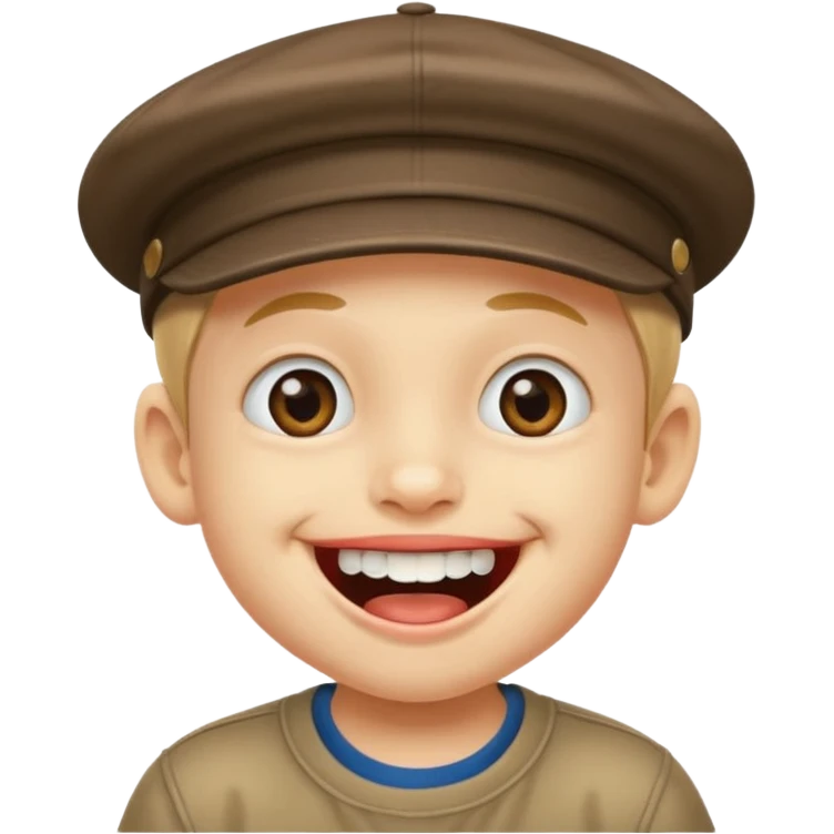 Un niño con gorra riendo emoji