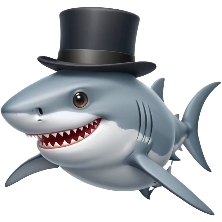 Shark with a top hat emoji