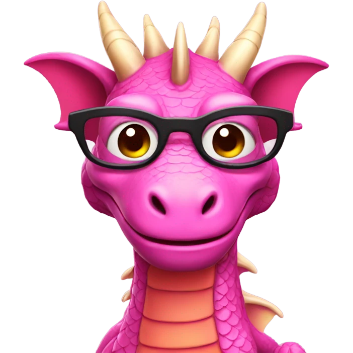 Pink dragon with glasses emoji