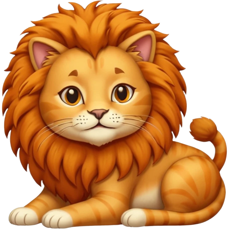 Gata masajeando el pelo de un león emoji