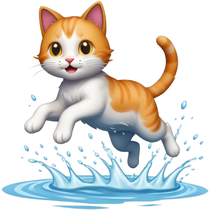 cat jumping into a lake emoji