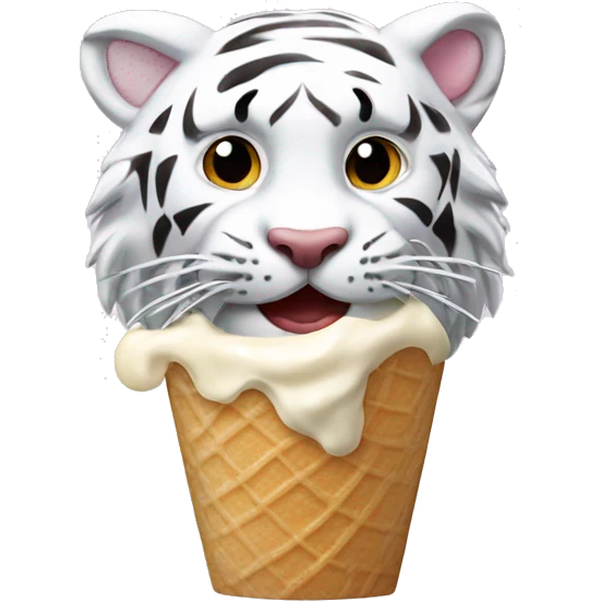 White Tiger eats ice Creme  emoji