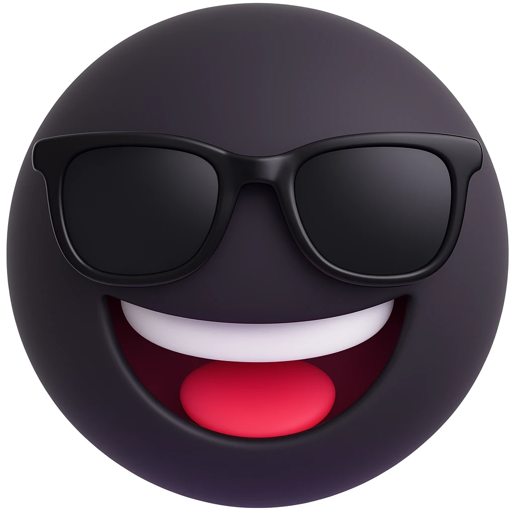 Make the smiling face emoji wear sunglasses in a style similar to 3d-emoji emoji