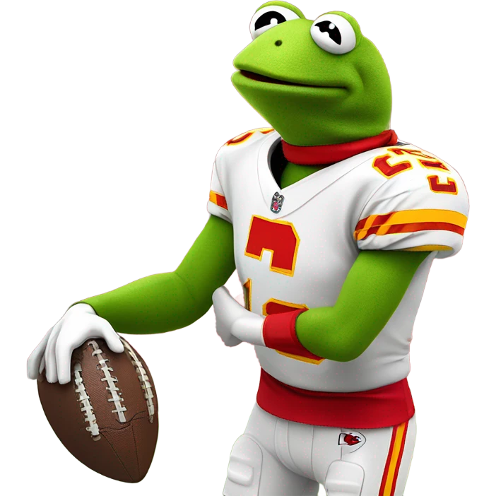 Kermit the Frog as the Kansas City Chiefs quarterback  emoji