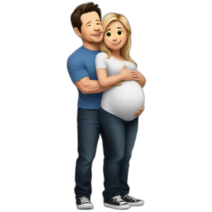 Pregnant mark Wahlberg being hugges emoji