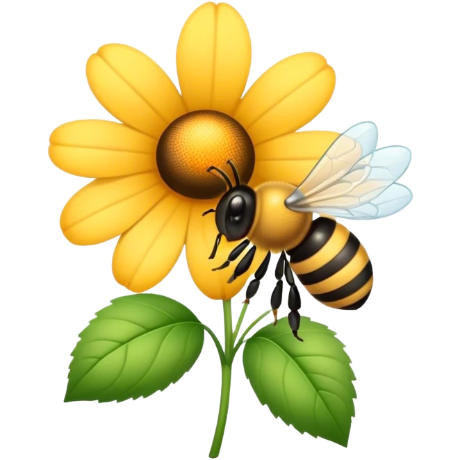 Flower with cute bee on it with a little bow emoji