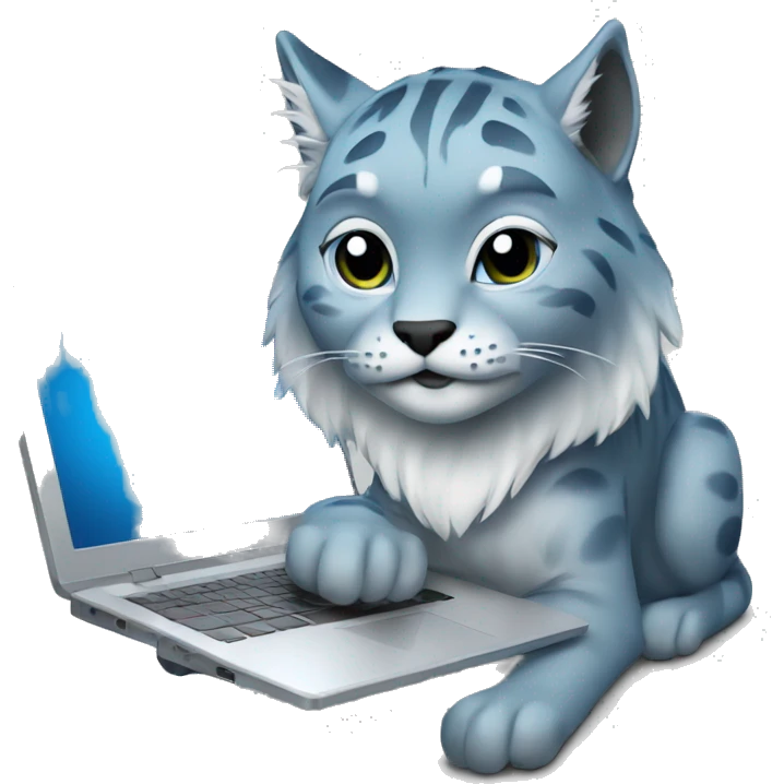 A blue lynx with a laptop emoji